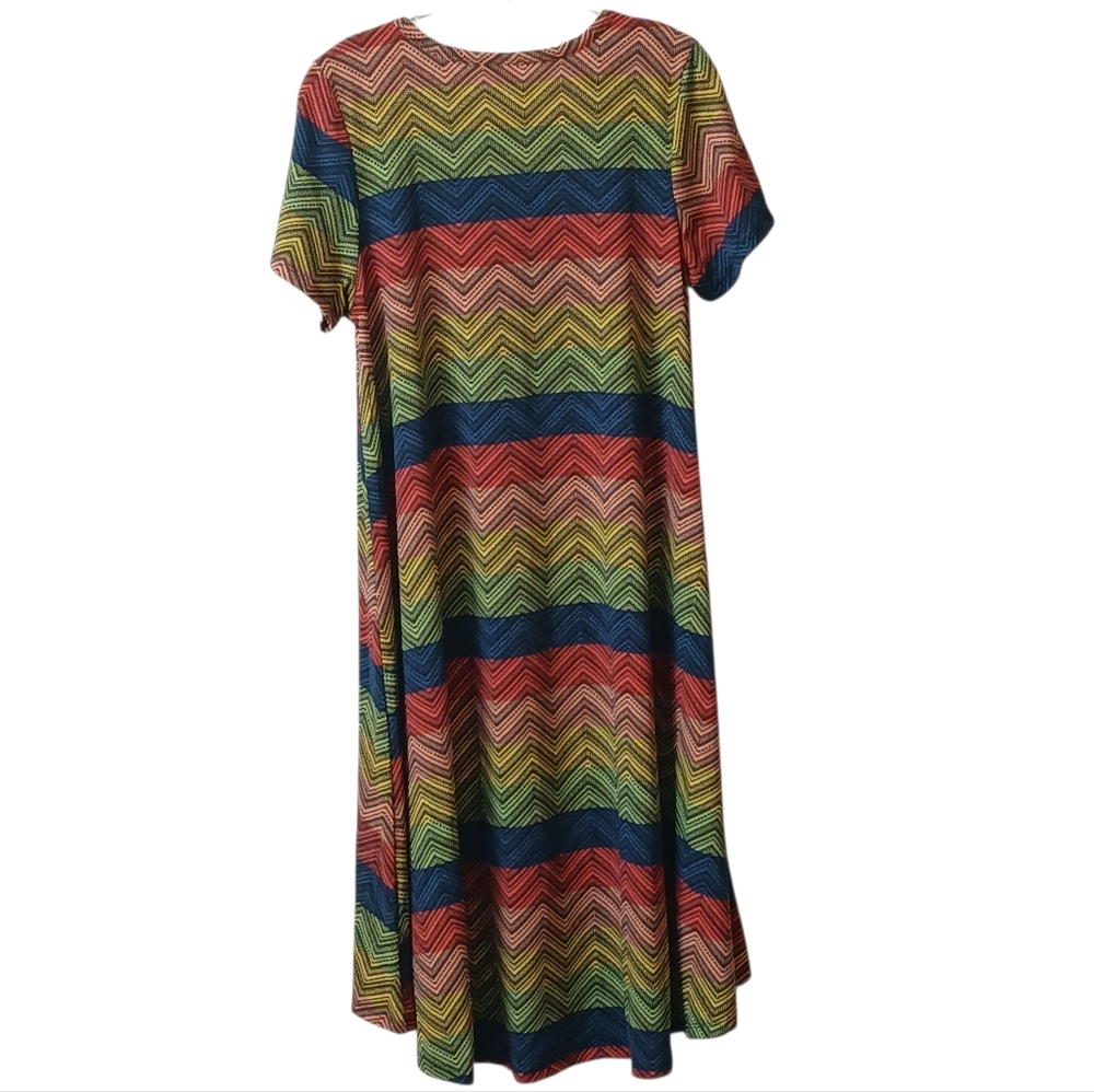 LuLaRoe Multicolor Carly Dress with Chevron Stripes Size Medium - Picture 2 of 4